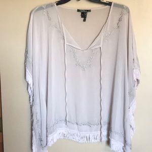 Love stitch S beige sheer top